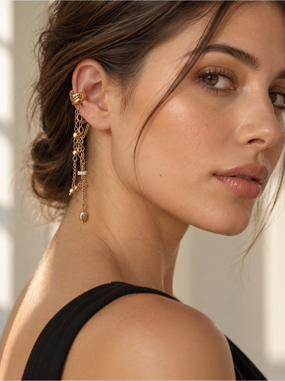 Free People Gold Multi-Chain Dangle Ear Cuff